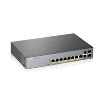 Zyxel Nebula 8-poorts Gigabit Smart Managed PoE + switch met 130 Watt Budget en 2 gigabit koperen poort + 2 SFP met Nebula Cloud Managment [GS1350-12HP]