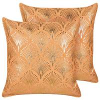 Beliani - HOYA - Sierkussen set van 2 - Oranje - 45 x 45 cm - Katoen