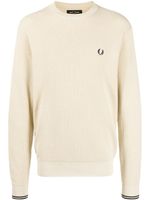 Fred Perry logo-embroidered cotton jumper - Marron