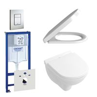 Villeroy & Boch O.Novo Toiletset - compact - softclose en quickrelease zitting - bedieningplaat verticaal/horizontaal RVS - wit 0729205/0720026/0124182/sw68867/ - thumbnail