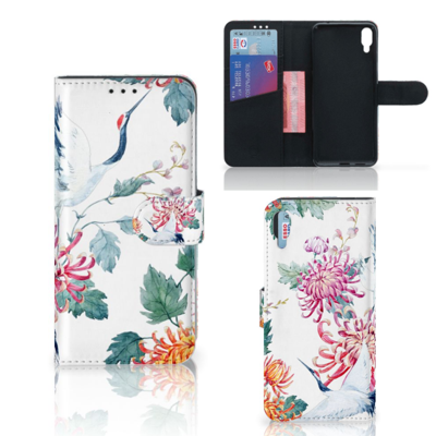 Sony Xperia L3 Telefoonhoesje met Pasjes Bird Flowers