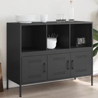 Dressoir 100,5x39x79 cm koudgewalst staal zwart - thumbnail