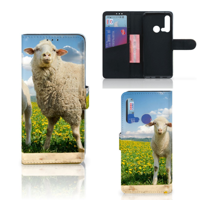 Huawei P20 Lite (2019) Telefoonhoesje met Pasjes Schaap en Lammetje