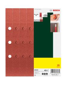 Bosch Accessories 2607017107 Oscillerend schuurpapier Geperforeerd Korrelgrootte (num) 180 (l x b) 230 mm x 93 mm 25 stuk(s)