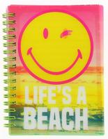 Blueprint Collections notitieboekje Smiley 15x10,5 cm roze/geel