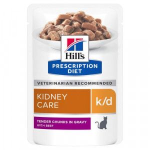 Hill's Prescription Diet K/D Kidney Care nat kattenvoer met rund maaltijdzakje multipack 2 dozen (24 x 85 g)