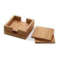 4x Bamboe onderzetters 10 x 10 cm vierkant met houder