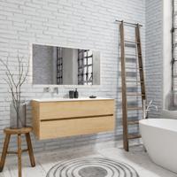 Zaro Valencia Solid Surface badmeubel 120cm licht eiken zonder kraangat spoelbak links met 2 lades