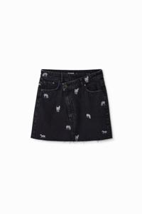 Denim minirok met zebra - BLACK - XL