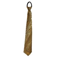 Funny Fashion Carnaval verkleed stropdas met glitter pailletten - goud - polyester - heren/dames   - - thumbnail