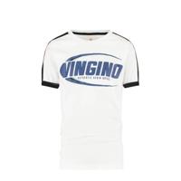 Vingino T-shirt Hampion met logo wit/blauw/d.blauw