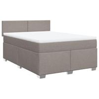 vidaXL Boxspring met matras stof taupe 140x200 cm, boxspring, ledikant, bedframe, bed, boxspring bed, bedbodem, seniorenbed, senioren bed