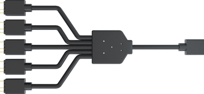 Addressable RGB 1-to-5 Splitter Cable - Splitser voor RGB-verlichting - 3-pin - 5V - zwart