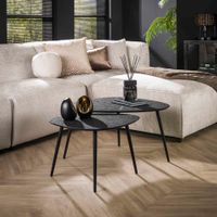 LifestyleFurn Organische Salontafel Thedore Set van 2 stuks - Zwart - thumbnail