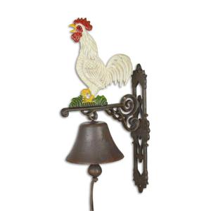 A PAIR OF CAST IRON CROWING ROOSTER BELLS