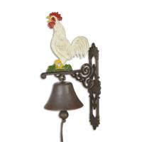 A PAIR OF CAST IRON CROWING ROOSTER BELLS - thumbnail