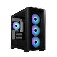 ASUS A23 Plus TG ARGB Black microATX pc-behuizing (vooraf geïnstalleerde ARGB-ventilatoren, mesh frontpaneel, compatibel met moederborden met verborgen aansluitingen, 360 mm radiatoren, 380 mm
