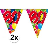 2x Leeftijd versiering vlaggenlijnen 80 jaar 10 meter - thumbnail