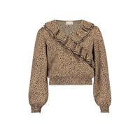 AI&KO top Ally met dierenprint en ruches bruin/zwart