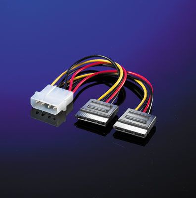 ROLINE Y-Adapterkabel 4 pol. HDD / 2x SATA, 0,12 m