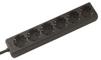 SECOMP 6-voudige stekkerdoos zonder schakelaar zwart 1,4 m