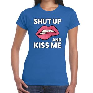 Shut up and Kiss me blauw fun-t shirt voor dames 2XL  -