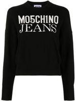 MOSCHINO JEANS pull nervuré à logo en jacquard - Noir - thumbnail