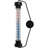 Raamthermometer - zwart - kunststof - 19 cm