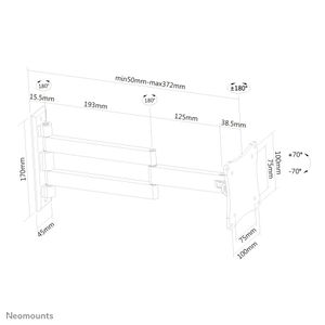 Neomounts FPMA-W830 Monitor-wandbeugel 1-voudig 25,4 cm (10) - 68,6 cm (27) Zilver Kantelbaar, Zwenkbaar