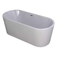 Ligbad Vrijstaand Libero Ovaal 80x178x60cm Glasvezelversterkt Hoogwaardig Acryl Glans Wit met Badwaste en Overloop