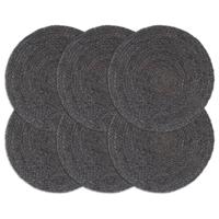 VidaXL Placemats 6 st rond 38 cm jute donkergrijs - thumbnail