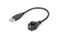 DIGITUS Keystone-koppeling USB 2.0 - Voor DN-93832 - Met 16 cm kabel - Zwart (RAL 9005)