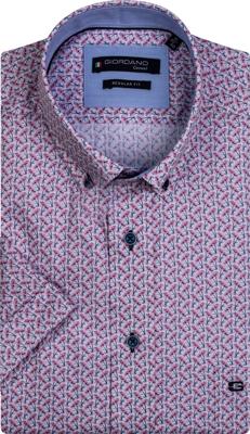 Giordano Heren Overhemd Roze Met Palm Print Satijn Regular Fit