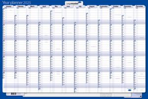 Legamaster jaarplanner 2025, ft 60 x 90 cm, gelamineerd karton, opgerold, met 3 extra kolommen