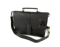 Leren Tablet tas handtas schoudertas met hout zwart