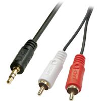 LINDY 35687 Cinch / Jackplug Audio Aansluitkabel [2x Cinch-stekker - 1x Jackplug male 3,5 mm] 20.00 m Zwart - thumbnail