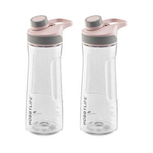 Waterfles / drinkfles / sportfles Aquamania - 2x - licht roze - 730 ml - kunststof - bpa vrij