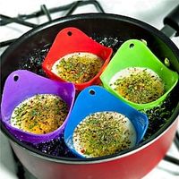 4 stks set siliconen ei stroper koken pocheren pods pan schimmel keuken tool bakken gepocheerde beker Lightinthebox