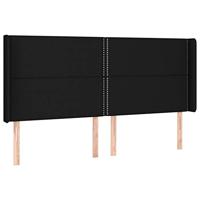 vidaXL Hoofdbord LED 163x16x118/128 cm stof zwart, hoofdeinde, houten hoofdeinde, bedonderdeel, houten hoofdbord, slaapkamermeubel, bedaccessoire