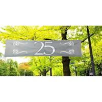 25 jaar jubileum straat vlag banner - zilver - 180 x 40 cm - polyester - getrouwd - versiering