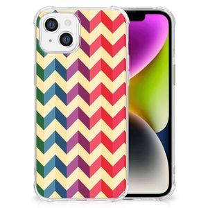 iPhone 14 Doorzichtige Silicone Hoesje Zigzag Multi Color