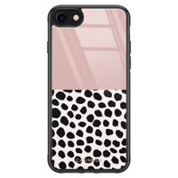 iPhone SE 2020 glazen hardcase - Pink dots