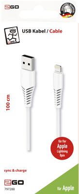 2GO USB-kabel Apple Lightning stekker, USB-A stekker 1.00 m Wit 797288