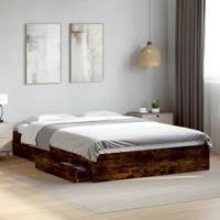 vidaXL Bedframe met lades bewerkt hout gerookt eikenkleurig 160x200 cm, bed, bed ombouw, 2 persoonsbed, bedbodem, slaapkamermeubel, tweepersoonsbed