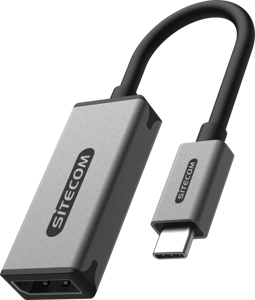 Sitecom AD-1015 video kabel adapter 0,15 m USB Type-C DisplayPort Zwart, Roestvrijstaal