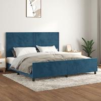 vidaXL Bedframe met hoofdeinde fluweel donkerblauw 200x200 cm, bed, ledikant, tweepersoonsbed, slaapmeubel, bedbodem, bedden, slaapmeubels