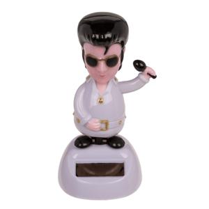 Out of the Blue Solar bewegend figuur - Elvis - King of Rock n Roll - wit - kunststof - 11 cm   -