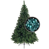 Bellatio Decorations kunst kerstboom 210 cm met kerstballen turquoise blauw - thumbnail