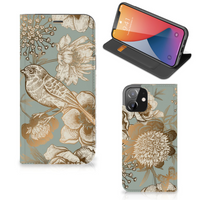 Smart Cover voor iPhone 12 | iPhone 12 Pro Vintage Bird Flowers - thumbnail