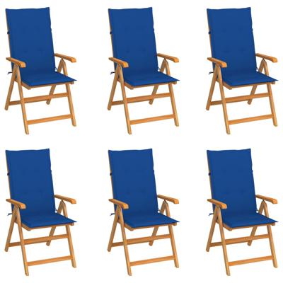 vidaXL Tuinstoelen 6 st met koningsblauwe kussens massief teakhout vidaXL Tuinstoelen 6 st met koningsblauwe kussens massief teakhout
